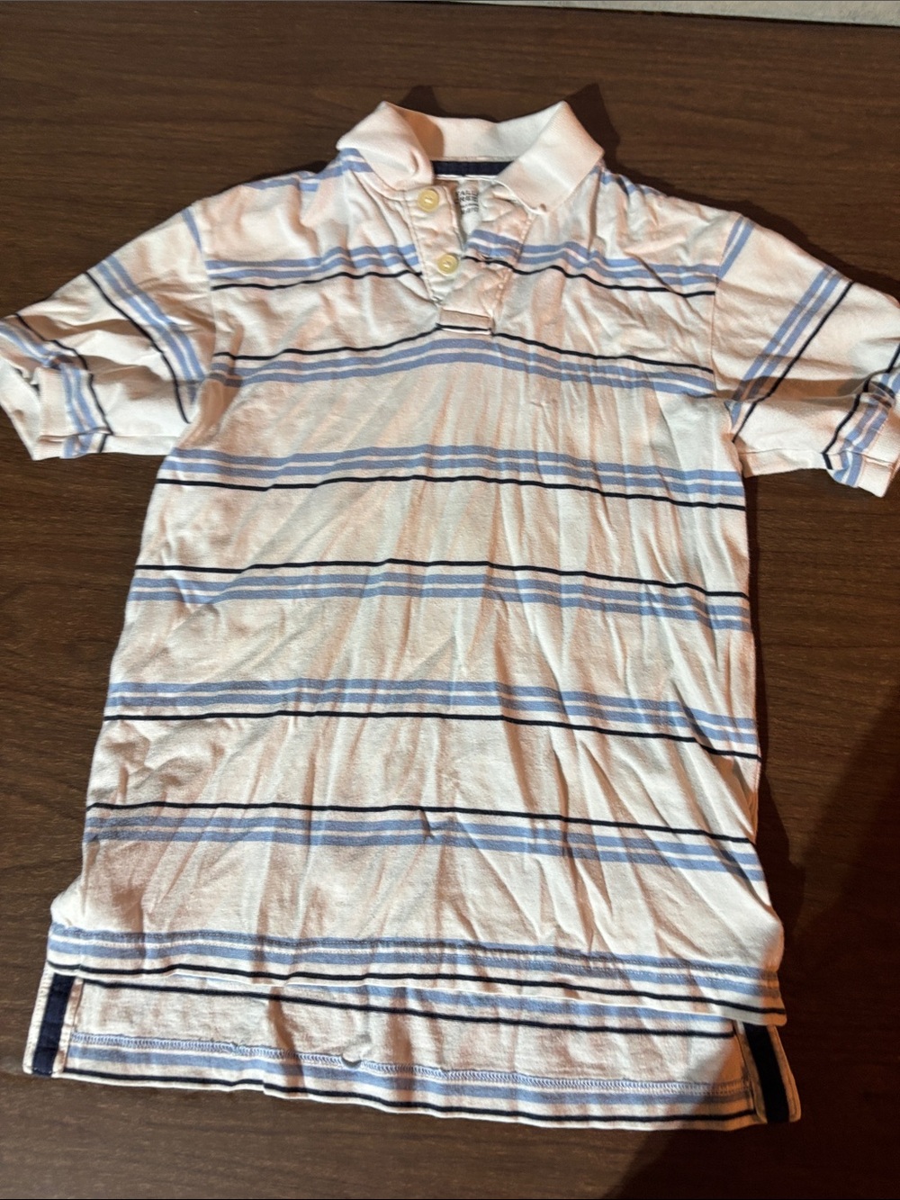 Falls Creek White Polo with Blue Stripe Accents